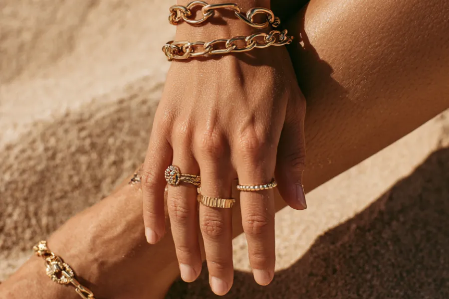 Gold Brass Chain Bracelet for Women