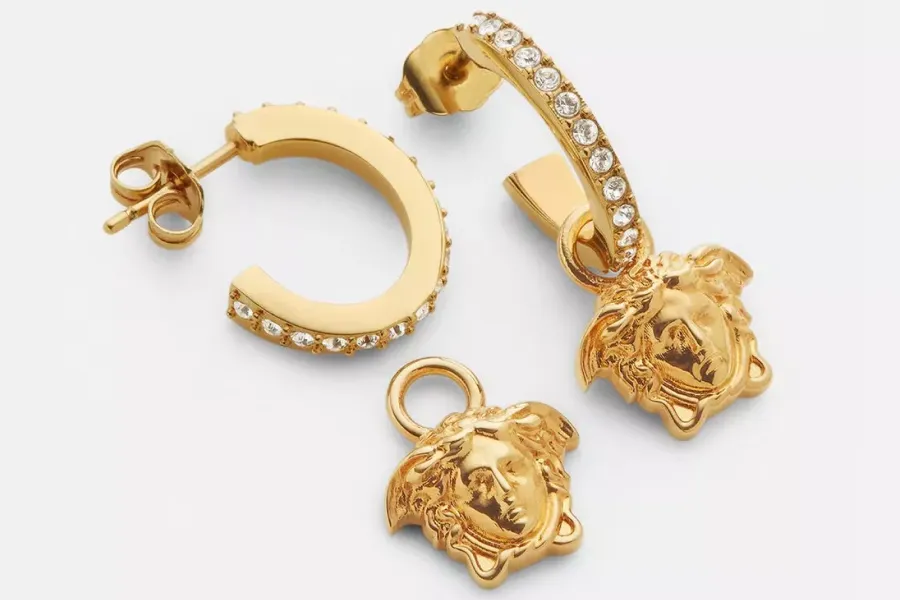 Gold-Plated Medusa Pendant Earrings